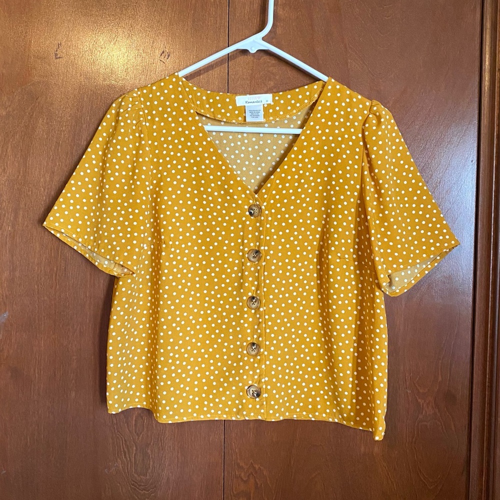 Yellow polka dot cropped blouse
